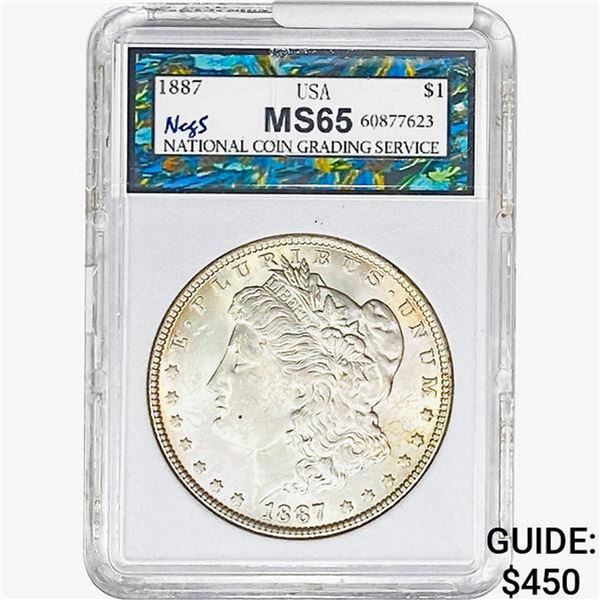 1887 Morgan Silver Dollar NEGS MS65