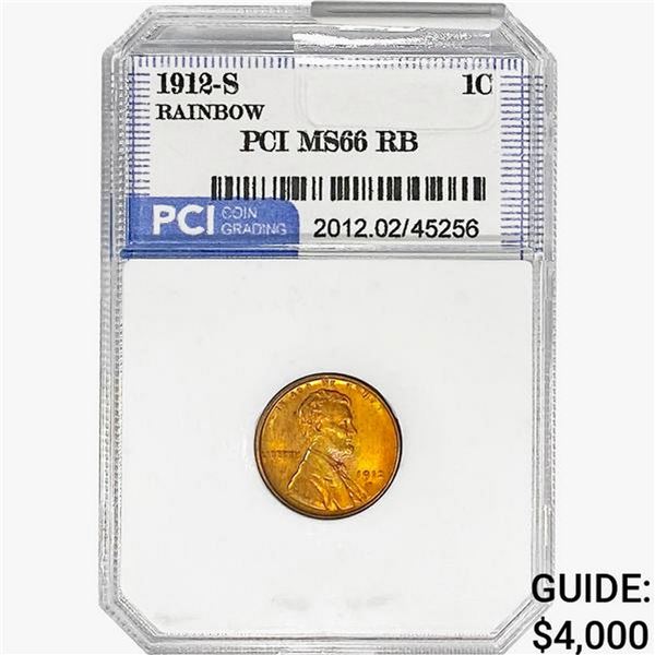1912-S Wheat Cent PCI MS66 RB Rainbow