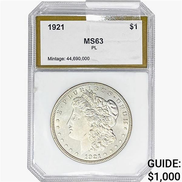 1921 Morgan Silver Dollar PCI MS63 PL