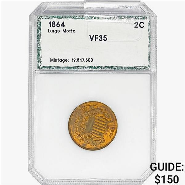 1864 Two Cent Piece PCI VF35 Lg. Motto