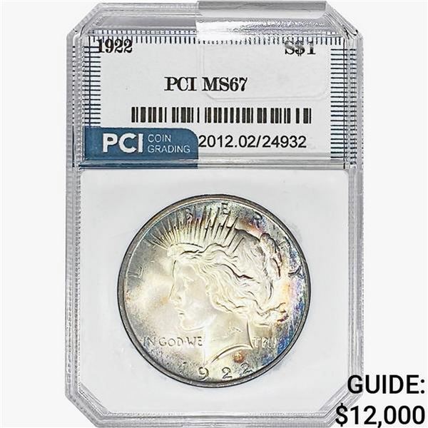 1922 Silver Peace Dollar PCI MS67