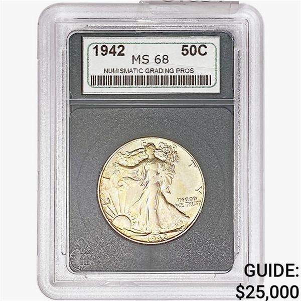 1942 Walking Liberty Half Dollar NGP MS68