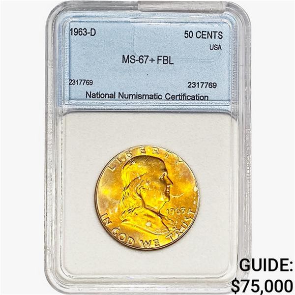 1963-D Franklin Half Dollar NNC MS67+ FBL