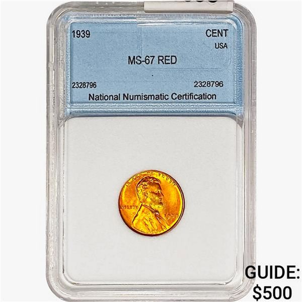 1939 Wheat Cent NNC MS67 RED