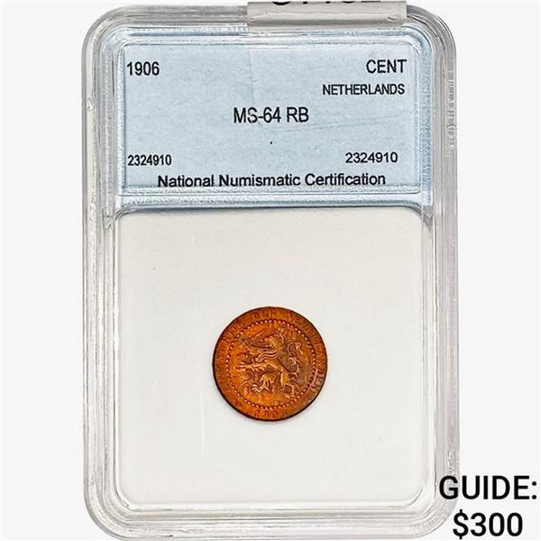 1906 Neth. Antilles Cent NNC MS64 RB