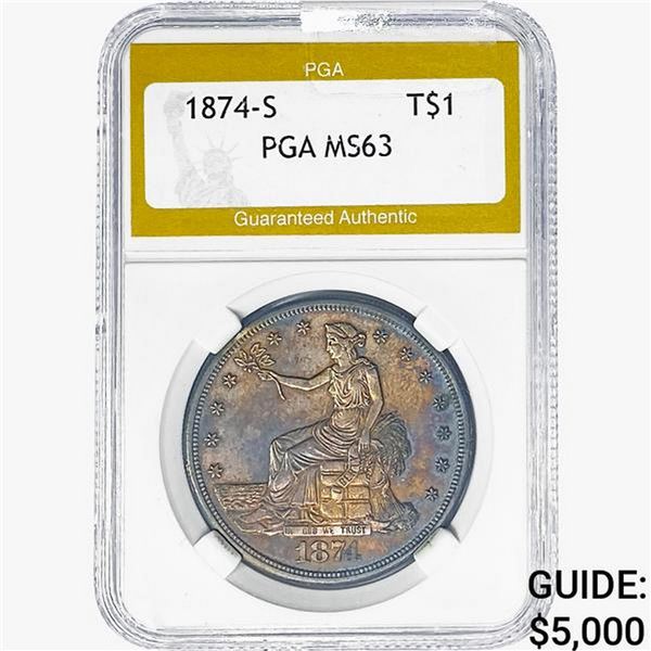 1874-S Silver Trade Dollar PGA MS63