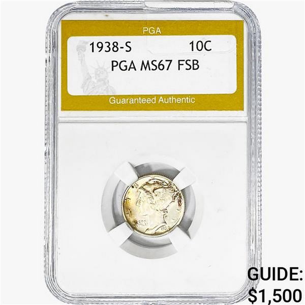 1938-S Mercury Silver Dime PGA MS67 FSB