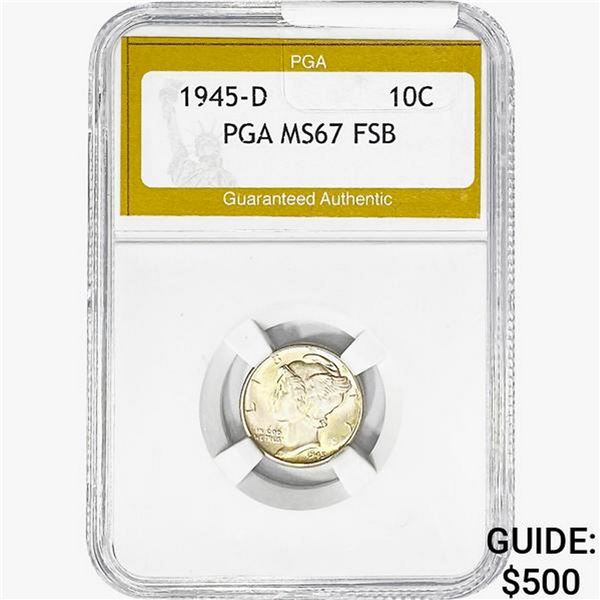 1945-D Mercury Silver Dime PGA MS67 FSB