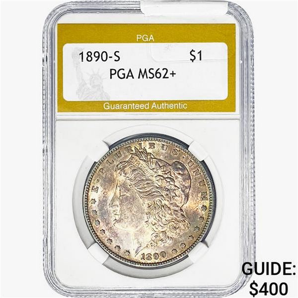 1890-S Morgan Silver Dollar PGA MS62+