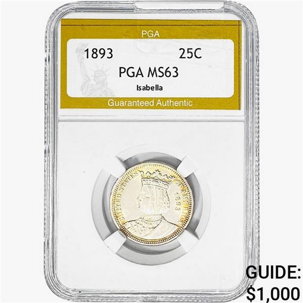 1893 Isabella Silver Quarter PGA MS63