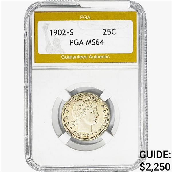 1902-S Barber Quarter PGA MS64