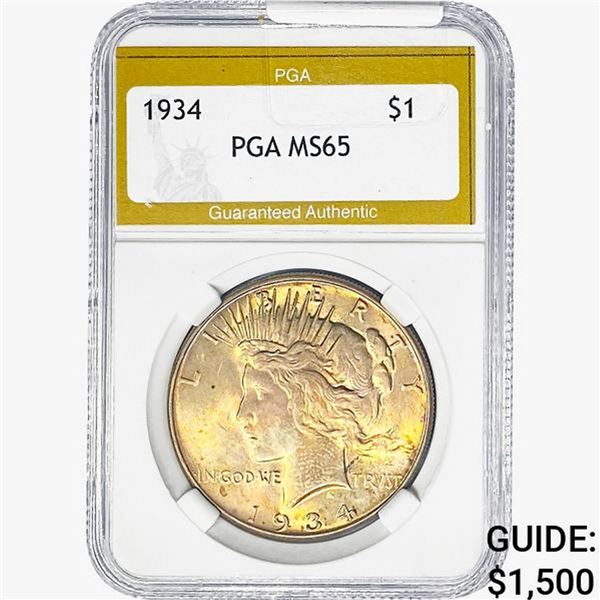1934 Silver Peace Dollar PGA MS65