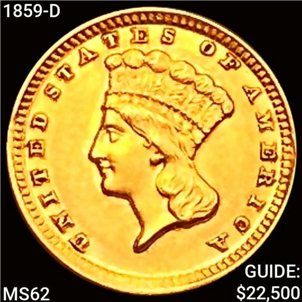 1859-D Rare Gold Dollar UNCIRCULATED