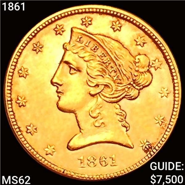 1861 $5 Gold Half Eagle UNCIRCULATED