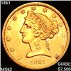 Image 1 : 1861 $5 Gold Half Eagle UNCIRCULATED