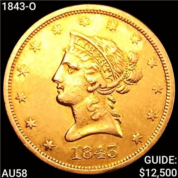 1843-O $10 Gold Eagle CHOICE AU