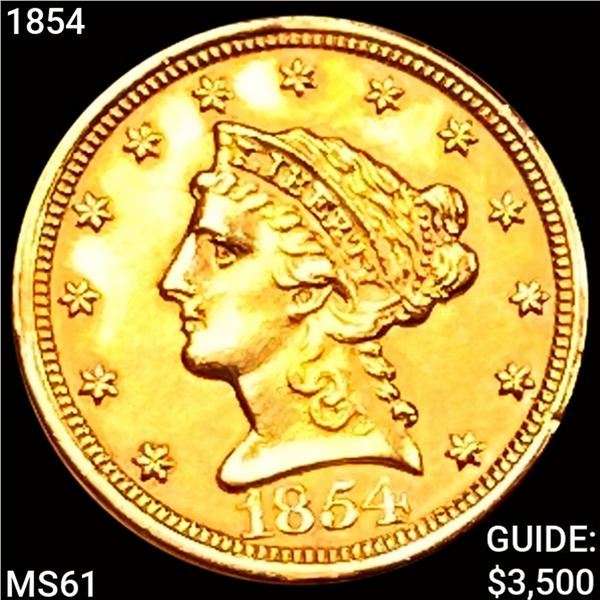 1854 $2.50 Gold Quarter Eagle UNCIRCULATED