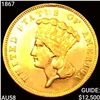 Image 1 : 1867 $3 Gold Piece CHOICE AU