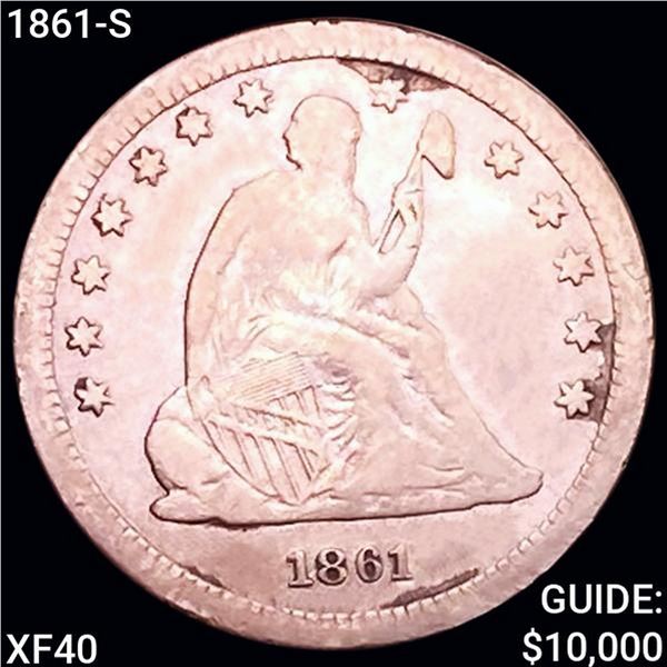 1861-S Seated Liberty Quarter NEARLY UNCIRCULATED