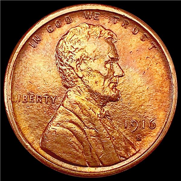 1916-S Wheat Cent CHOICE AU