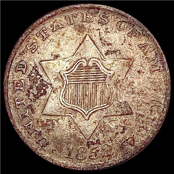1852 Silver Three Cent NEARLY UNCIRCULATED