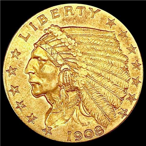 1908 $2.50 Gold Quarter Eagle CLOSELY UNCIRCULATED