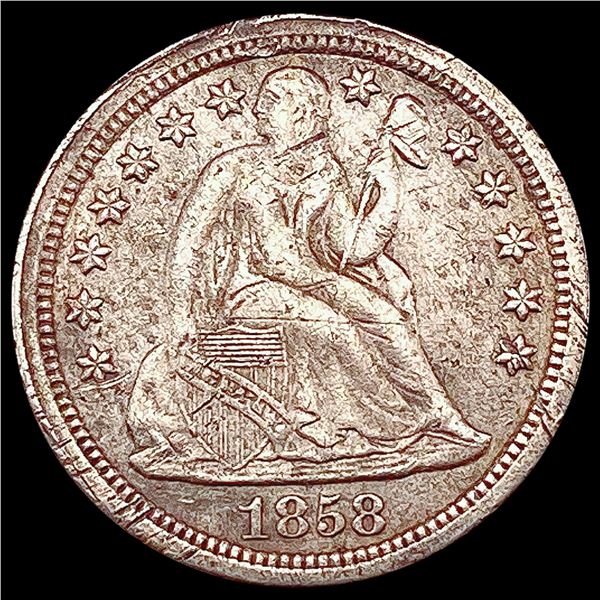 1858 Seated Liberty Dime NEARLY UNCIRCULATED