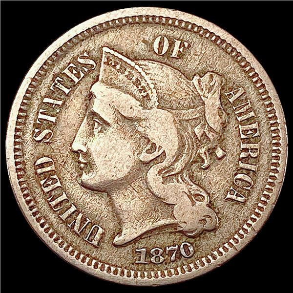 1870 Nickel Three Cent LIGHTLY CIRCULATED