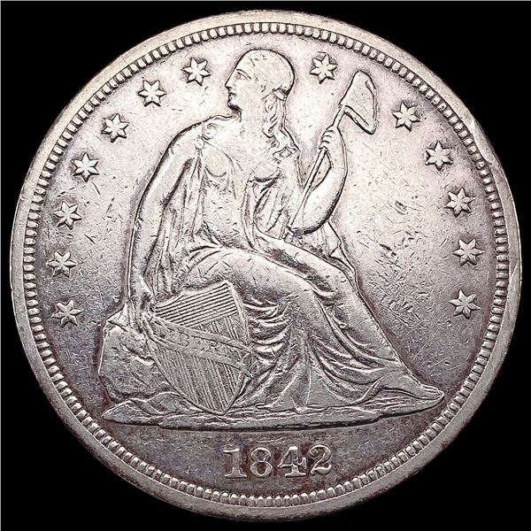 1842 Seated Liberty Dollar NEARLY UNCIRCULATED