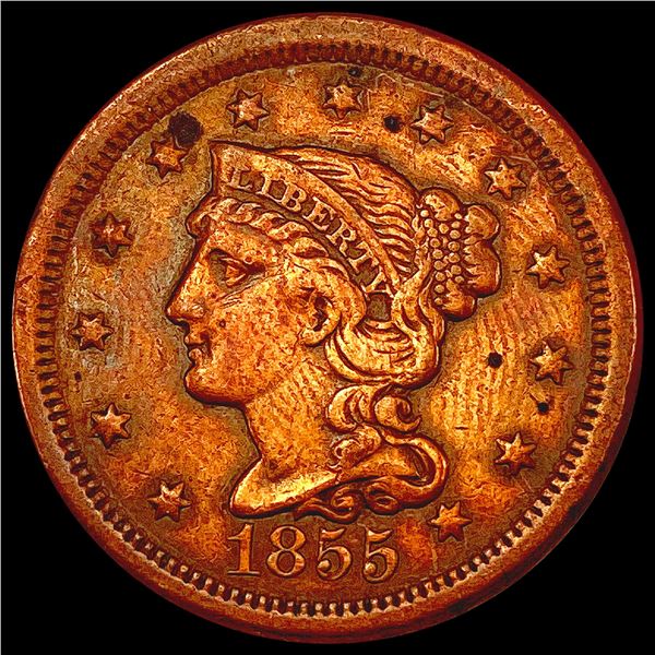 1855 Braided Hair Large Cent LIGHTLY CIRCULATED