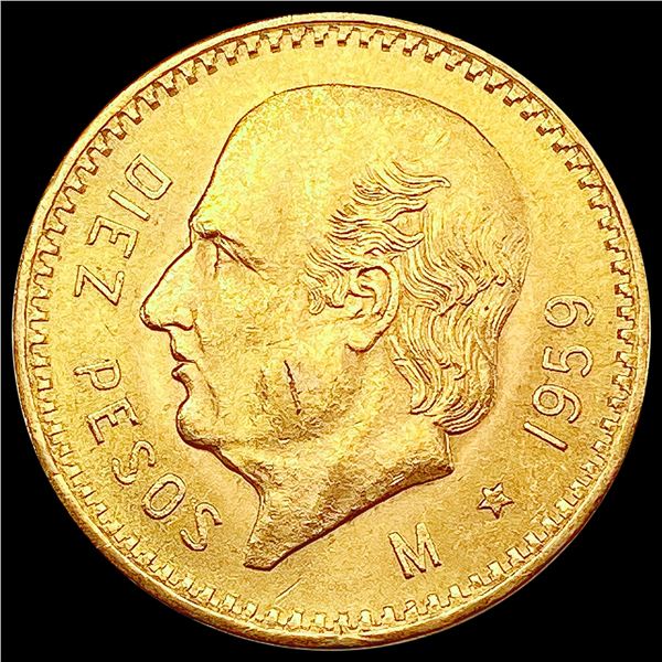 1959 Mexico Gold 10 Pesos 0.2411oz CHOICE BU