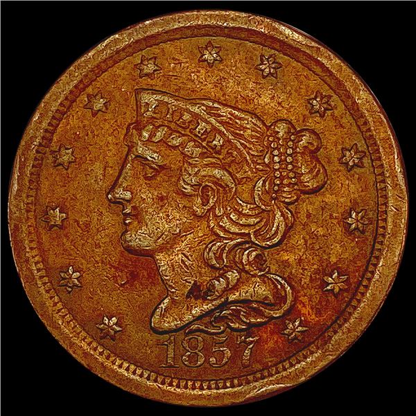 1857 Braided Hair Half Cent CLOSELY UNCIRCULATED