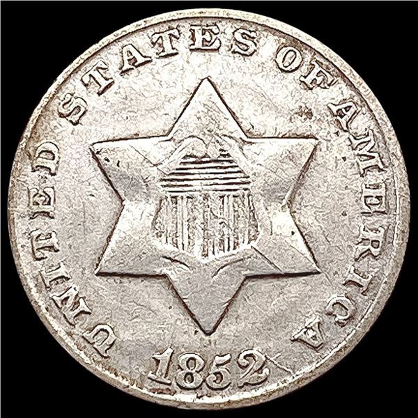 1852 Silver Three Cent NEARLY UNCIRCULATED