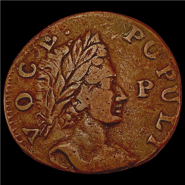 1760 Hibernia Farthing ABOUT UNCIRCULATED