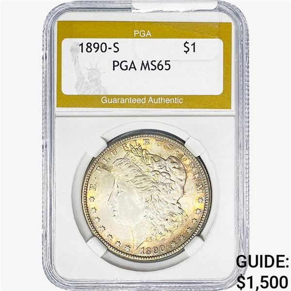 1890-S Morgan Silver Dollar PGA MS65