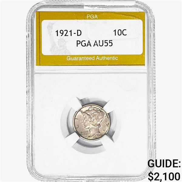 1921-D Mercury Silver Dime PGA AU55