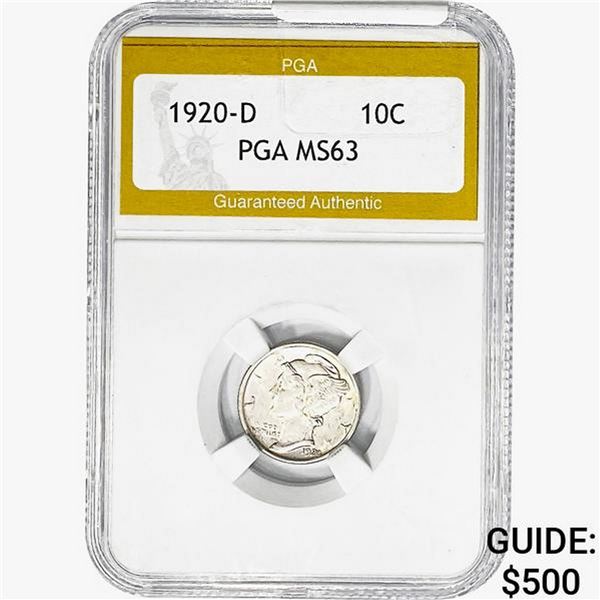 1920-D Mercury Silver Dime PGA MS63