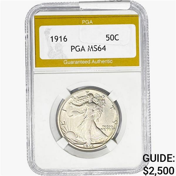 1916 Walking Liberty Half Dollar PGA MS64