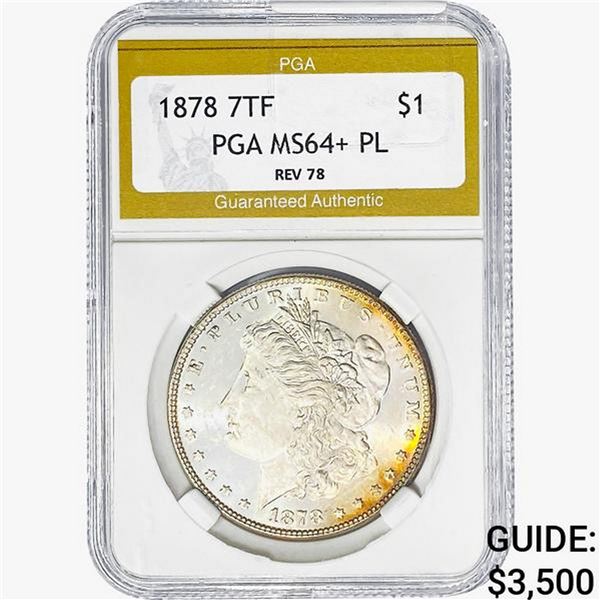 1878 REV 78 Morgan Silver Dollar PGA MS64+ PL