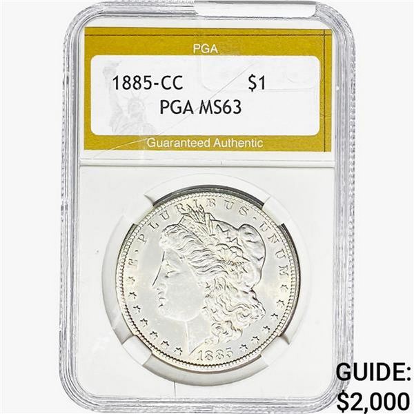 1885-CC Morgan Silver Dollar PGA MS63