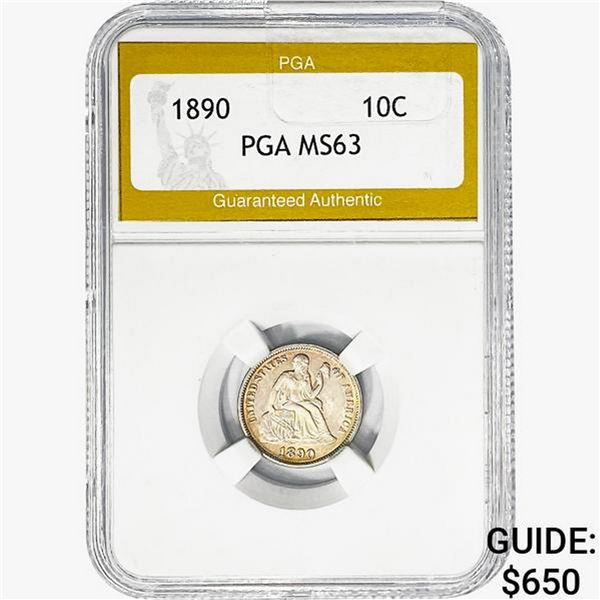 1890 Seated Liberty Dime PGA MS63