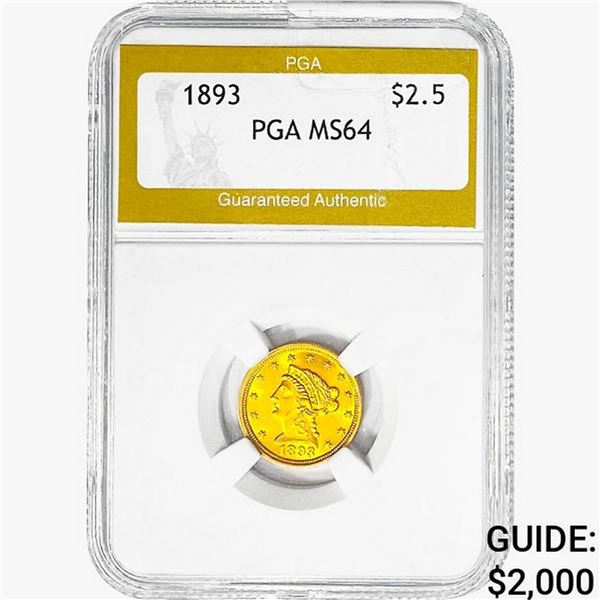 1893 $2.50 Gold Quarter Eagle PGA MS64