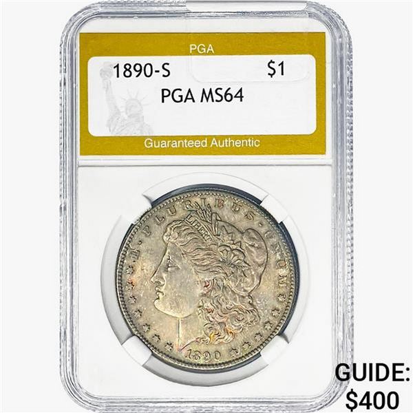 1890-S Morgan Silver Dollar PGA MS64