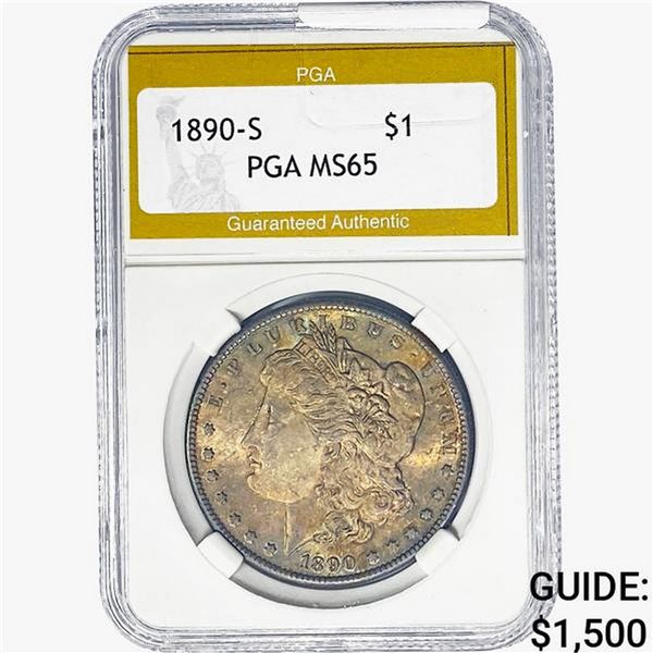 1890-S Morgan Silver Dollar PGA MS65
