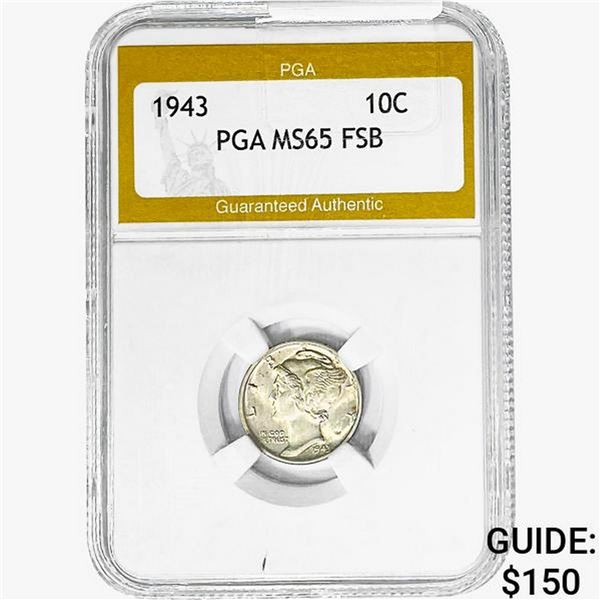 1943 Mercury Silver Dime PGA MS65 FSB