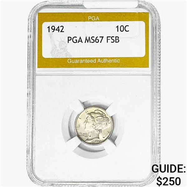 1942 Mercury Silver Dime PGA MS67 FSB