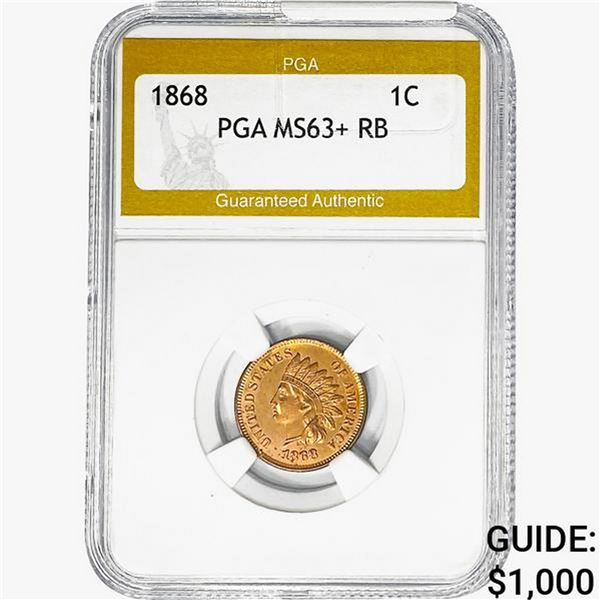 1868 Indian Head Cent PGA MS63+ RB