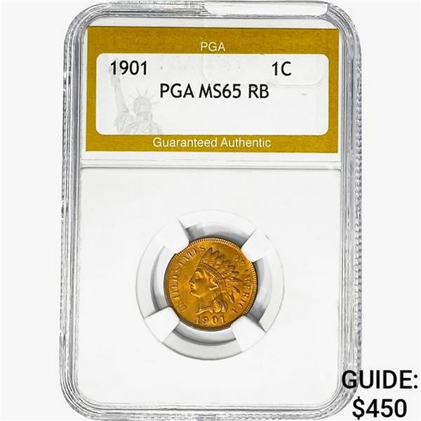 1901 Indian Head Cent PGA MS65 RB