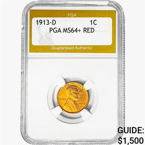 1913-D Wheat Cent PGA MS64+ RED