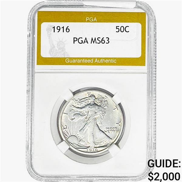 1916 Walking Liberty Half Dollar PGA MS63